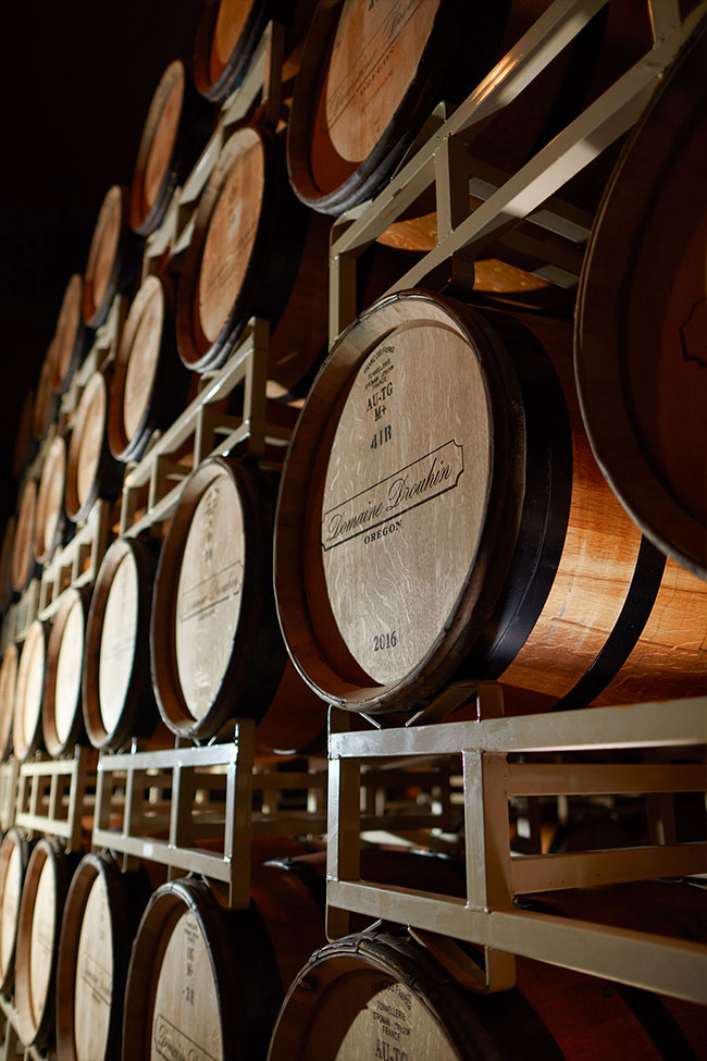 Domaine Drouhin Oregon barrels in racks