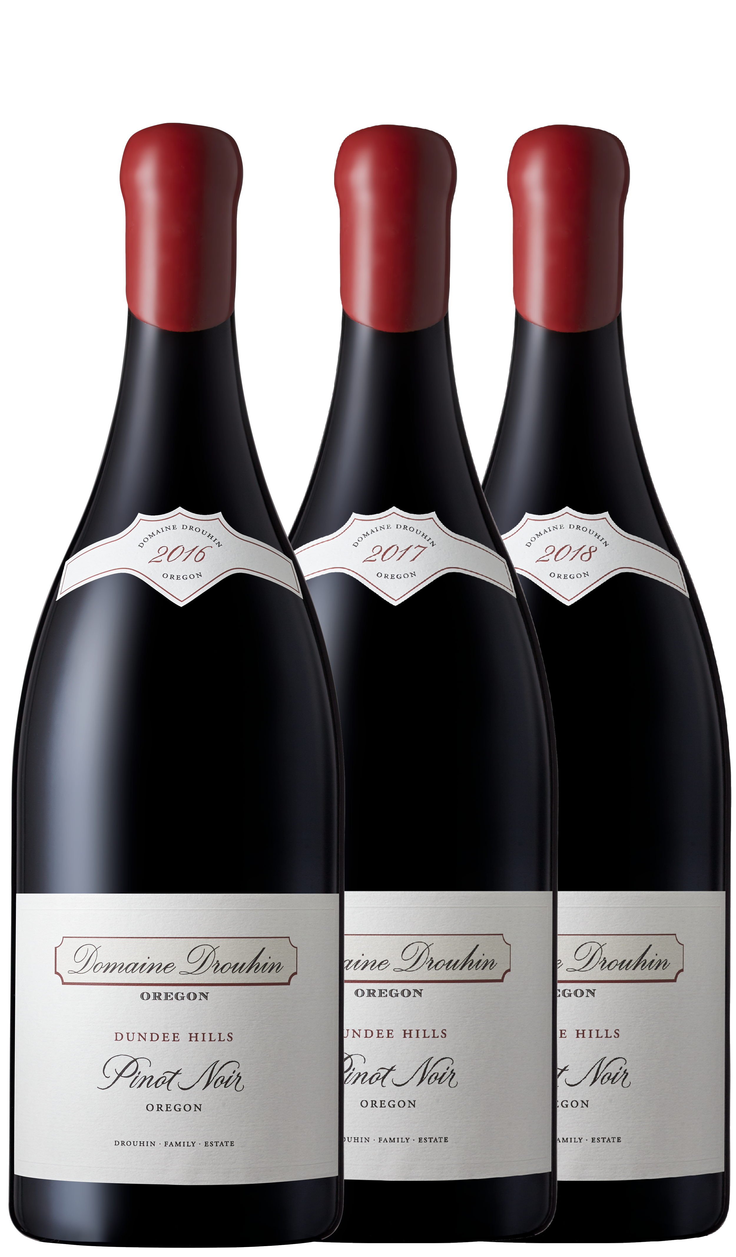 Three bottles of Domaine Drouhin Oregon Pinot Noir