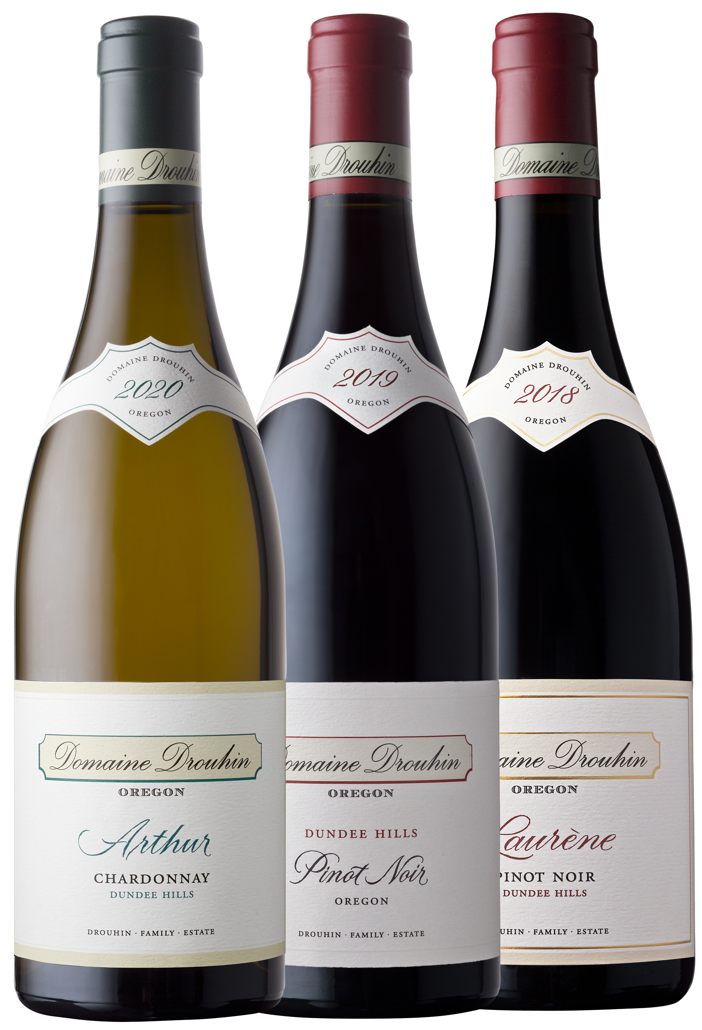 Three bottles of Domaine Drouhin Oregon wine